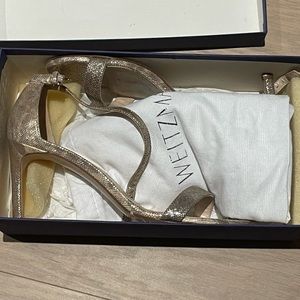 Stuart Weitzman Metallic Snakeskin Leather Heels